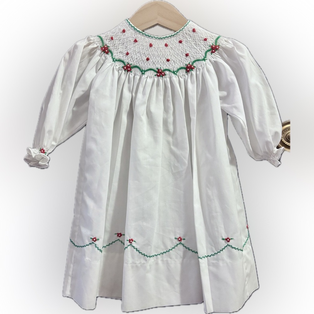 Short Sleeve Holiday Pearl Flower Bishop Dress